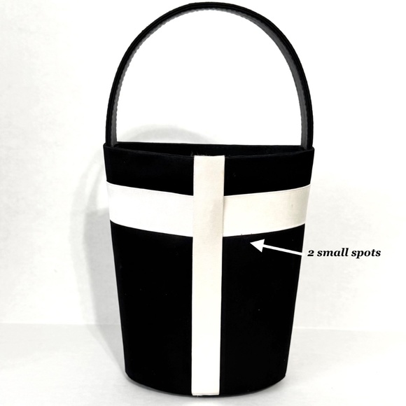 🌹La Regale Black Satin Bucket Purse w/ White Bow Cocktail Wedding Bridal Classy - Picture 4 of 12